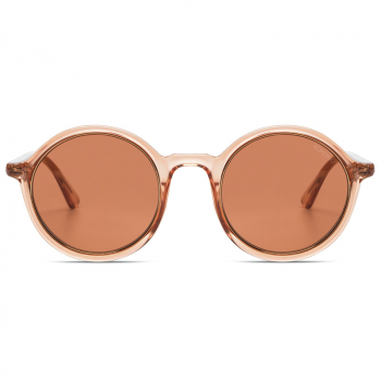 Komono Sunglasses Madison, dry rose gold rim, solid light burgundy lenses, front view